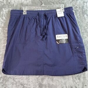 NWT Dash Kaitlyn Navy Blue Skort L Cargo Pocket Knit Waist Athletic Golf Hiking